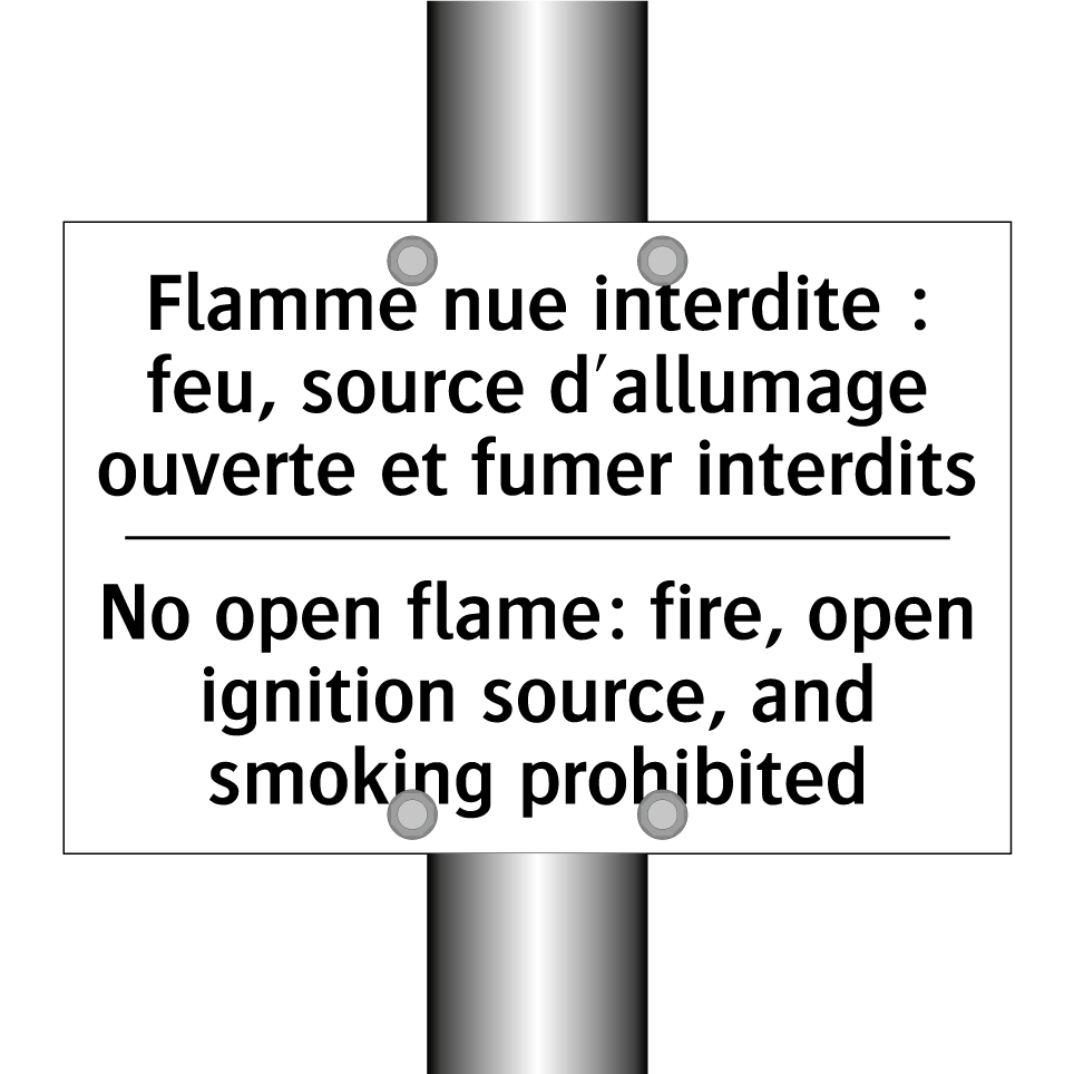 Flamme nue interdite : feu, source  /.../ - No open flame: fire, open ignition  /.../