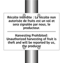 Récolte interdite : La récolte  /.../ - Harvesting Prohibited: Unauthorized  /.../
