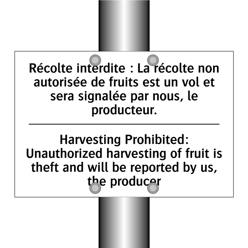 Récolte interdite : La récolte  /.../ - Harvesting Prohibited: Unauthorized  /.../