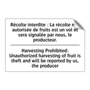 Récolte interdite : La récolte  /.../ - Harvesting Prohibited: Unauthorized  /.../