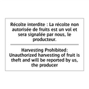 Récolte interdite : La récolte  /.../ - Harvesting Prohibited: Unauthorized  /.../