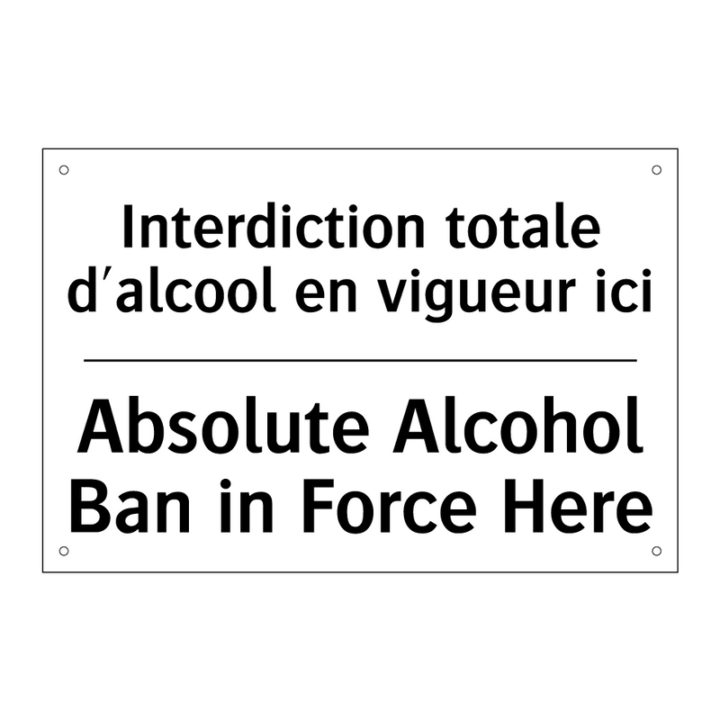 Interdiction totale d'alcool en  /.../ - Absolute Alcohol Ban in Force  /.../