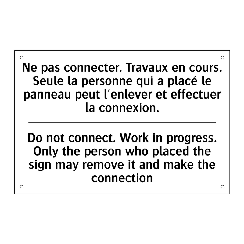 Ne pas connecter. Travaux en cours.  /.../ - Do not connect. Work in progress.  /.../