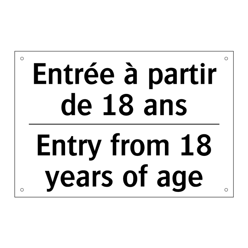 Entrée à partir de 18 ans - Entry from 18 years of age