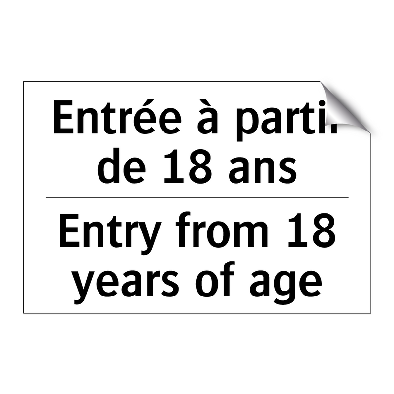 Entrée à partir de 18 ans - Entry from 18 years of age