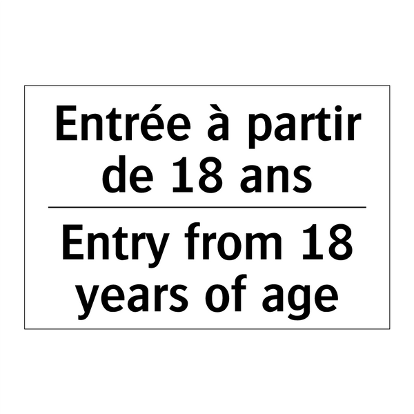 Entrée à partir de 18 ans - Entry from 18 years of age