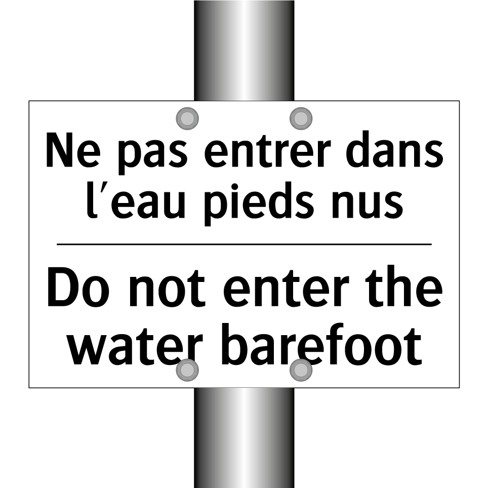 Ne pas entrer dans l'eau pieds  /.../ - Do not enter the water barefoot /.../