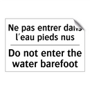 Ne pas entrer dans l'eau pieds  /.../ - Do not enter the water barefoot /.../