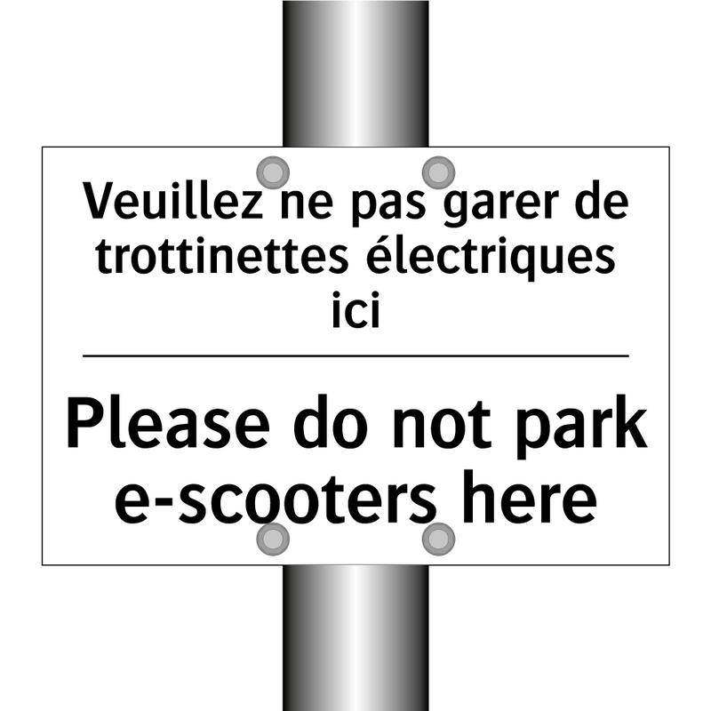 Veuillez ne pas garer de trottinettes  /.../ - Please do not park e-scooters  /.../