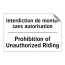 Interdiction de monter sans autorisation /.../ - Prohibition of Unauthorized Riding /.../