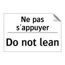 Ne pas s'appuyer - Do not lean