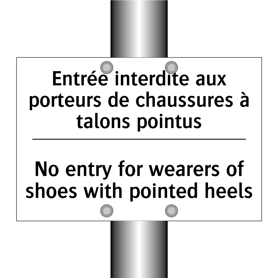 Entrée interdite aux porteurs  /.../ - No entry for wearers of shoes  /.../