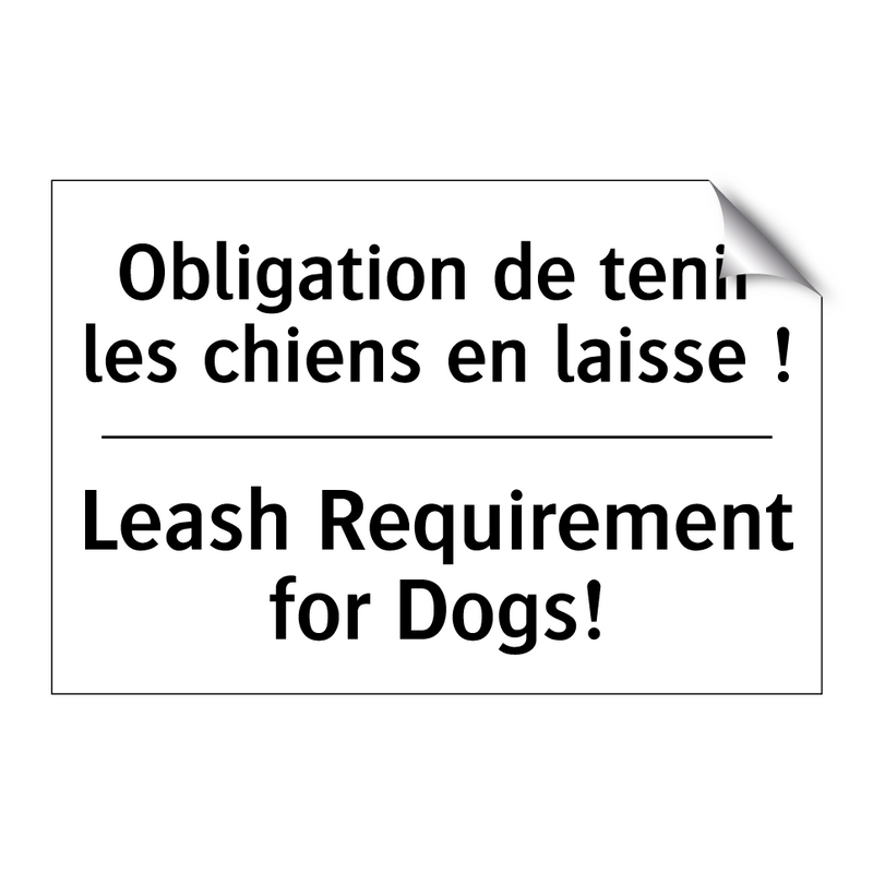 Obligation de tenir les chiens  /.../ - Leash Requirement for Dogs!