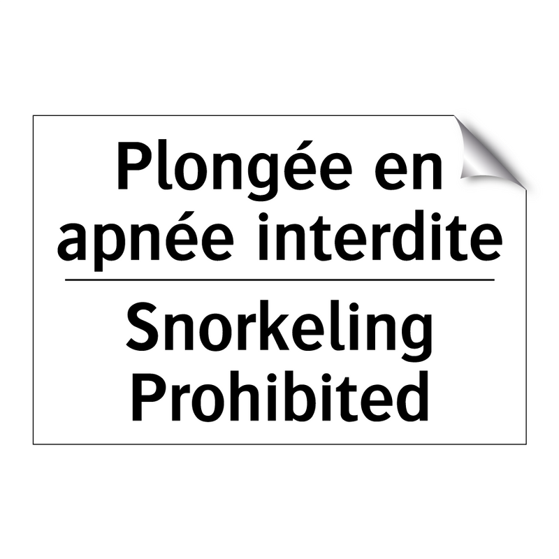 Plongée en apnée interdite - Snorkeling Prohibited
