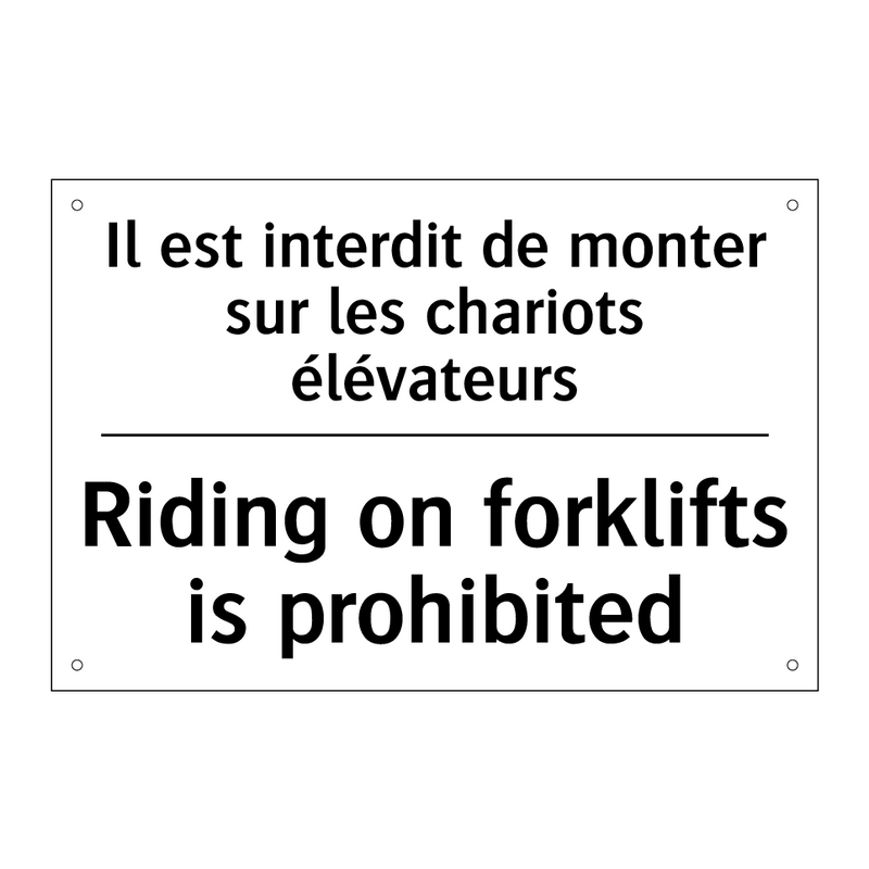 Il est interdit de monter sur  /.../ - Riding on forklifts is prohibited /.../