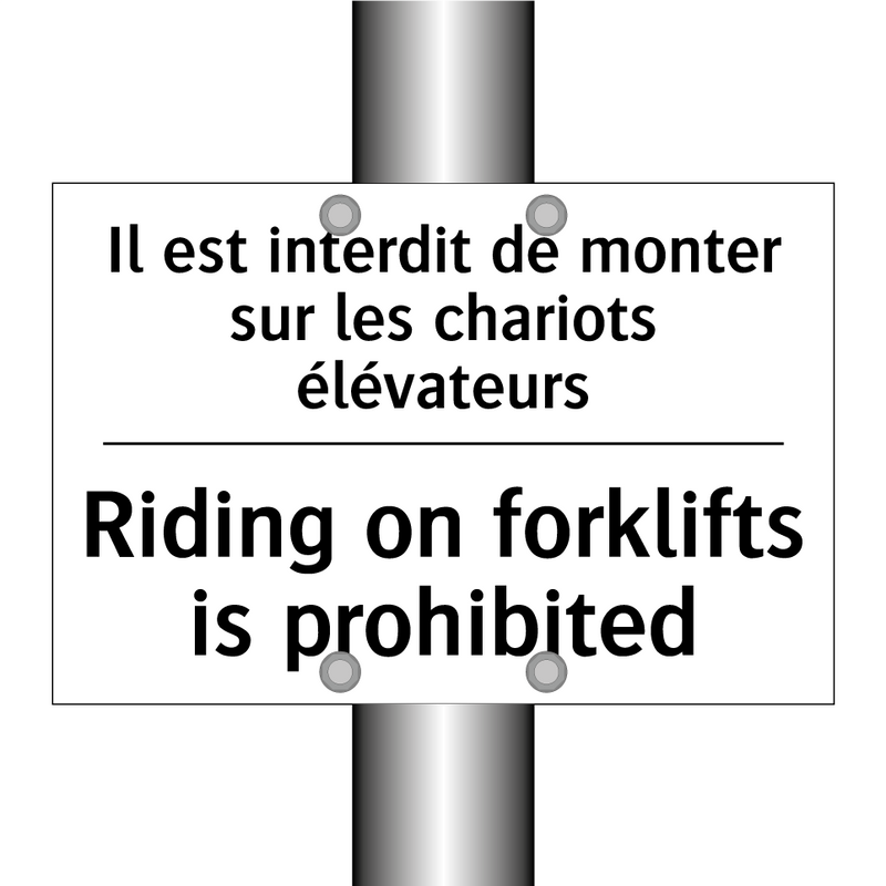 Il est interdit de monter sur  /.../ - Riding on forklifts is prohibited /.../
