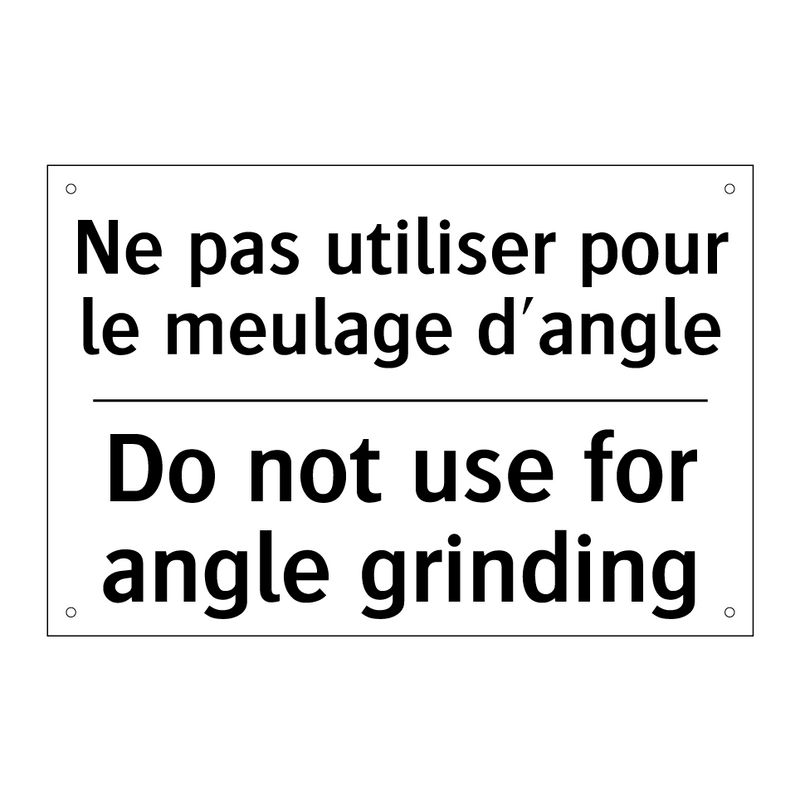 Ne pas utiliser pour le meulage  /.../ - Do not use for angle grinding