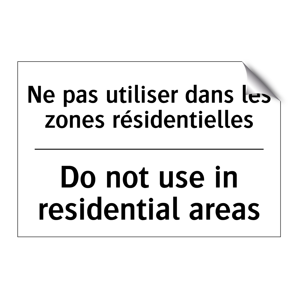 Ne pas utiliser dans les zones  /.../ - Do not use in residential areas /.../
