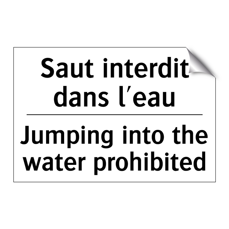 Saut interdit dans l'eau - Jumping into the water prohibited /.../