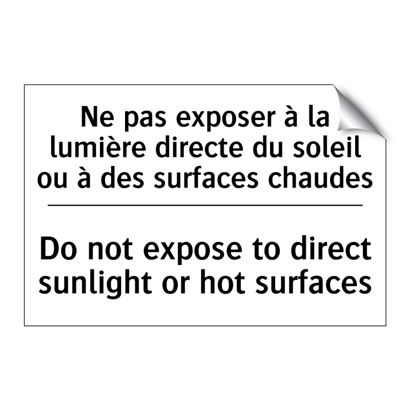 Ne pas exposer à la lumière directe  /.../ - Do not expose to direct sunlight  /.../