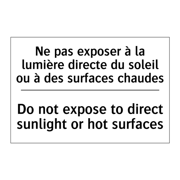 Ne pas exposer à la lumière directe  /.../ - Do not expose to direct sunlight  /.../