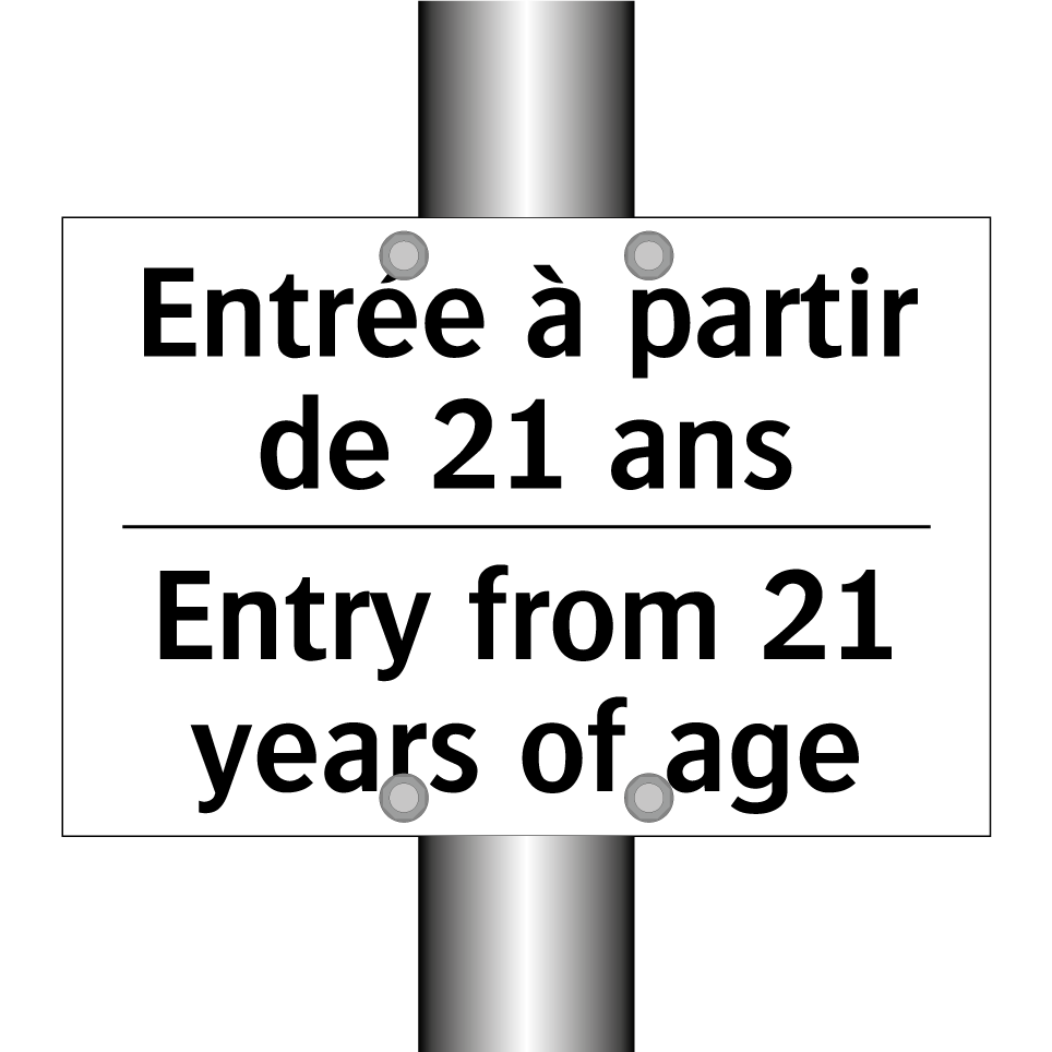 Entrée à partir de 21 ans - Entry from 21 years of age