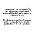 Stationnement de vélos interdit  /.../ - Bicycle parking prohibited! Bicycles  /.../