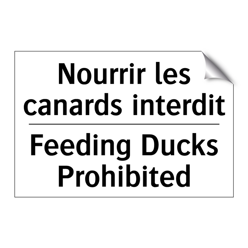 Nourrir les canards interdit - Feeding Ducks Prohibited