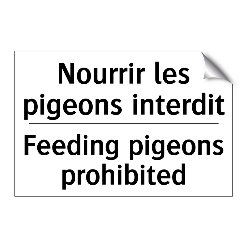 Nourrir les pigeons interdit - Feeding pigeons prohibited