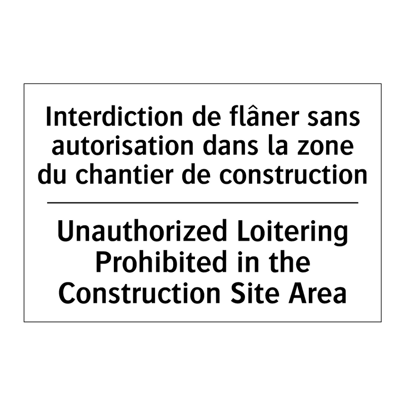 Interdiction de flâner sans autorisation  /.../ - Unauthorized Loitering Prohibited  /.../