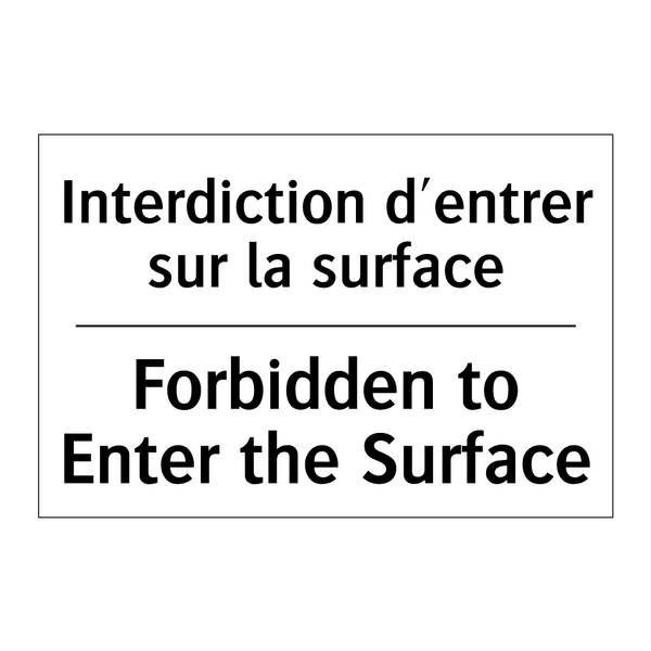 Interdiction d'entrer sur la surface /.../ - Forbidden to Enter the Surface