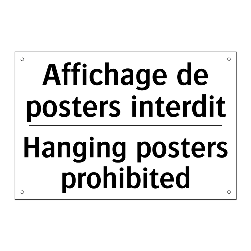 Affichage de posters interdit - Hanging posters prohibited
