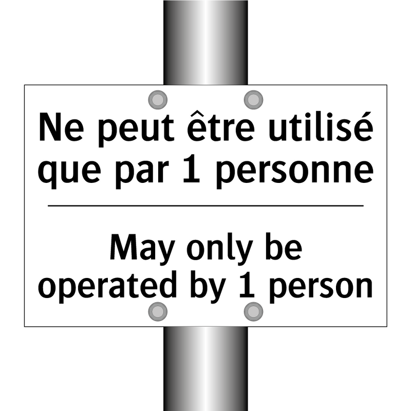 Ne peut être utilisé que par 1  /.../ - May only be operated by 1 person /.../