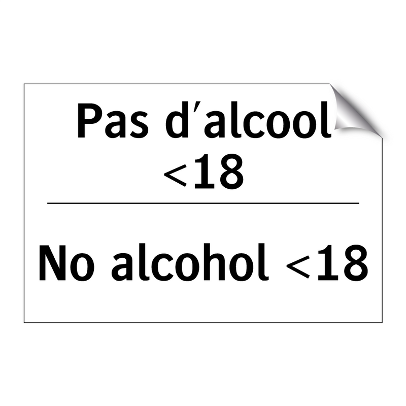 Pas d'alcool <18 - No alcohol <18