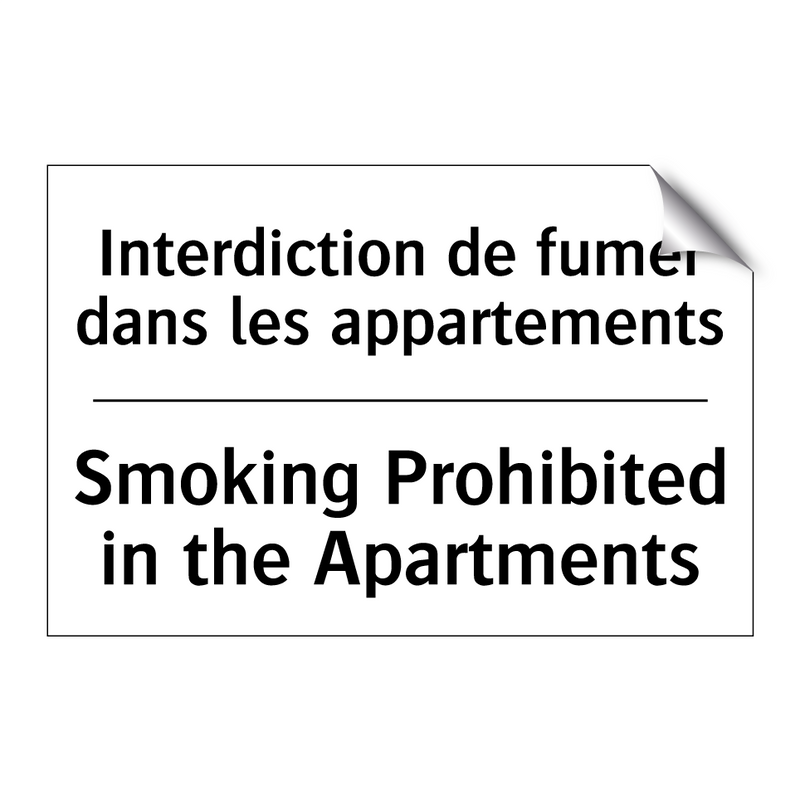 Interdiction de fumer dans les  /.../ - Smoking Prohibited in the Apartments /.../