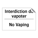 Interdiction de vapoter - No Vaping