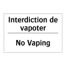 Interdiction de vapoter - No Vaping