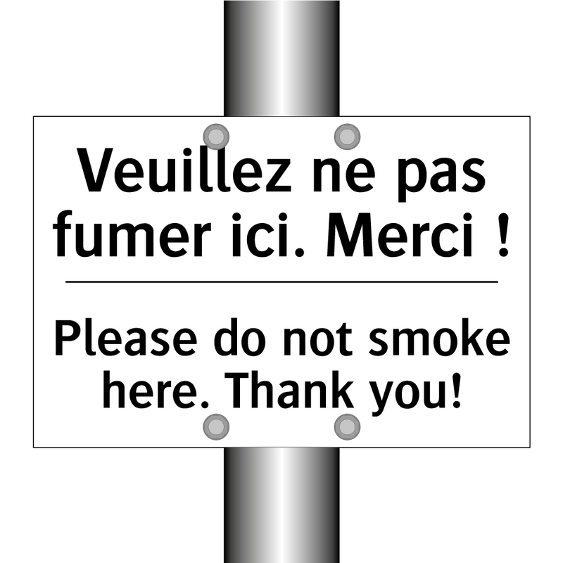 Veuillez ne pas fumer ici. Merci  /.../ - Please do not smoke here. Thank  /.../
