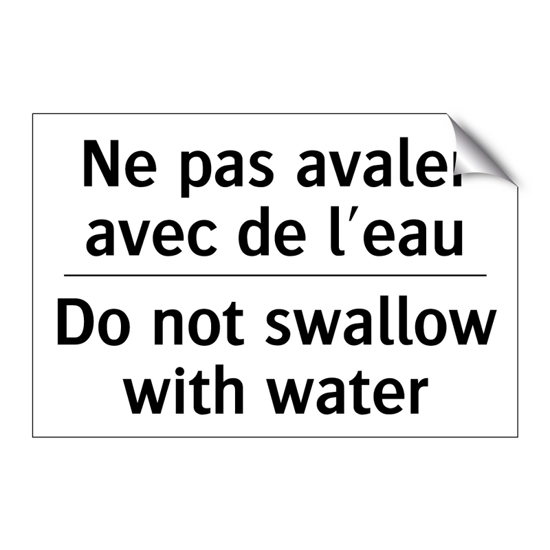 Ne pas avaler avec de l'eau - Do not swallow with water
