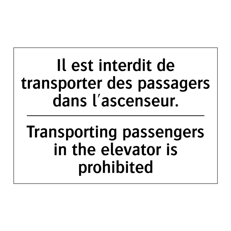 Il est interdit de transporter  /.../ - Transporting passengers in the  /.../
