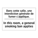Dans cette salle, une interdiction  /.../ - In this room, a general smoking  /.../