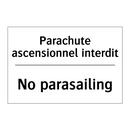 Parachute ascensionnel interdit /.../ - No parasailing