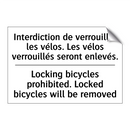 Interdiction de verrouiller les  /.../ - Locking bicycles prohibited. Locked  /.../