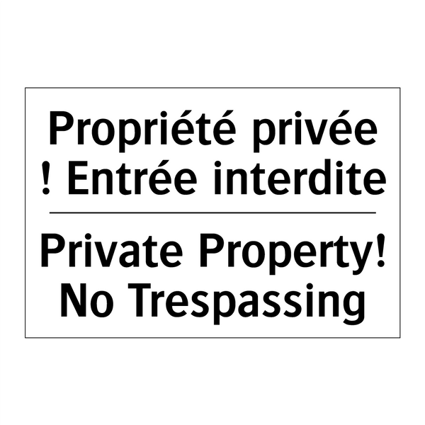 Propriété privée ! Entrée interdite /.../ - Private Property! No Trespassing /.../
