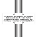 Les personnes non autorisées sont interdites d'accès aux locaux de l'école ! Fumer, consommer de l'alcool et des drogues sont interdits sur l'ensemble du terrain de l'école !