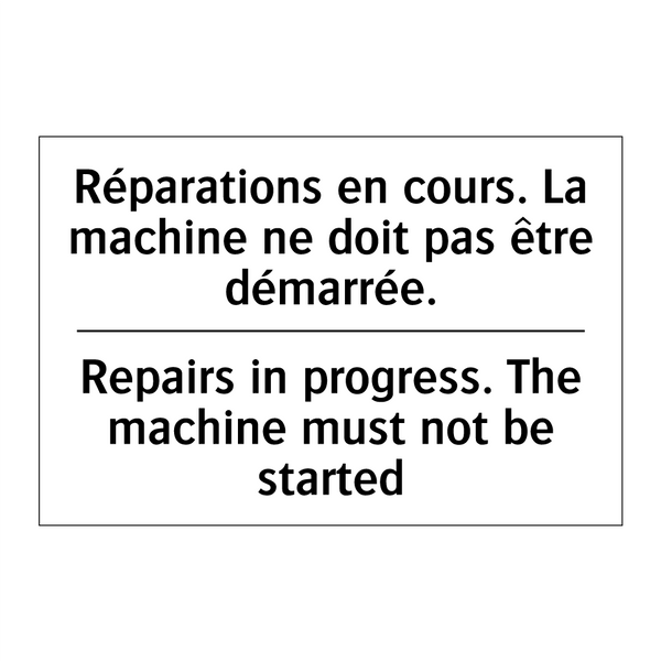 Réparations en cours. La machine  /.../ - Repairs in progress. The machine  /.../