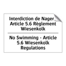 Interdiction de Nager - Article  /.../ - No Swimming - Article 5.6 Wiesenkolk  /.../
