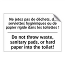 Ne jetez pas de déchets, de serviettes  /.../ - Do not throw waste, sanitary pads,  /.../