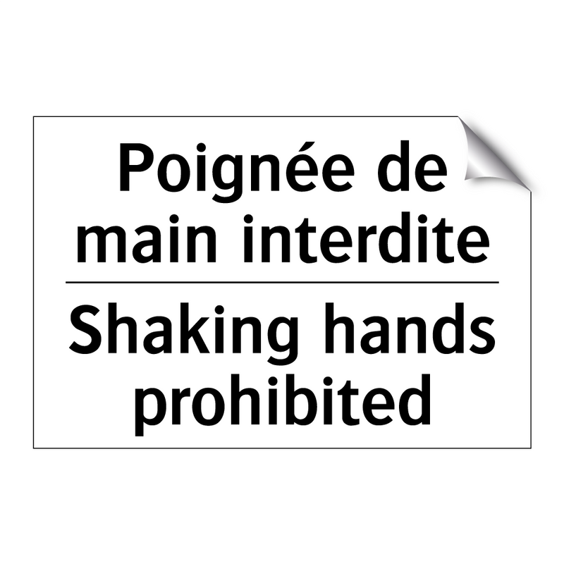 Poignée de main interdite - Shaking hands prohibited
