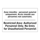Zone interdite : personnel autorisé  /.../ - Restricted Area: Authorized Personnel  /.../